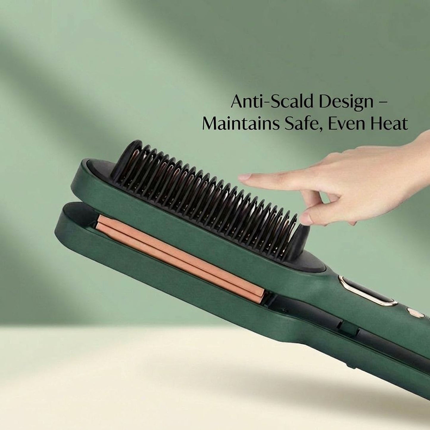 2-in-1 Hair Straightener and Curling Brush with Adjustable Heat and Ceramic Plates
