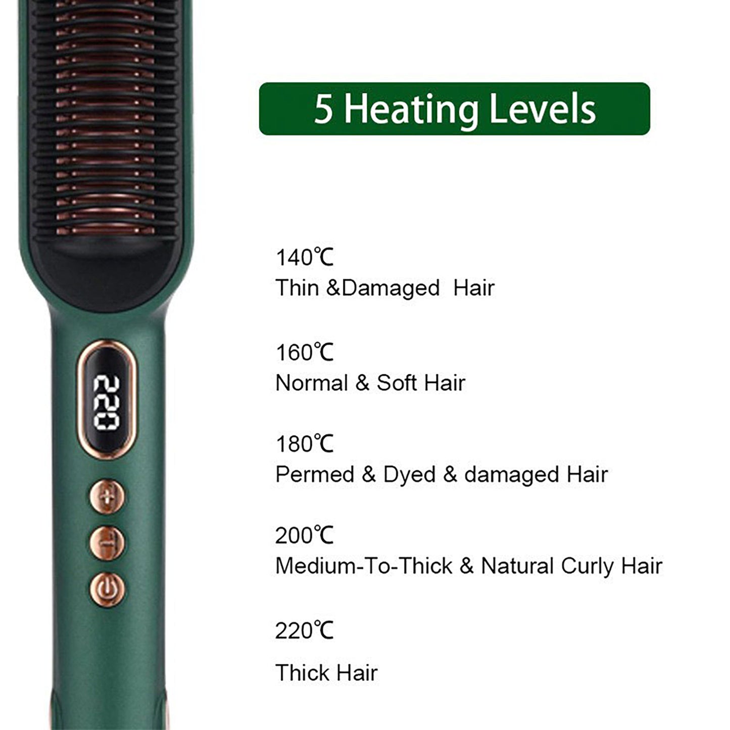 2-in-1 Hair Straightener and Curling Brush with Adjustable Heat and Ceramic Plates