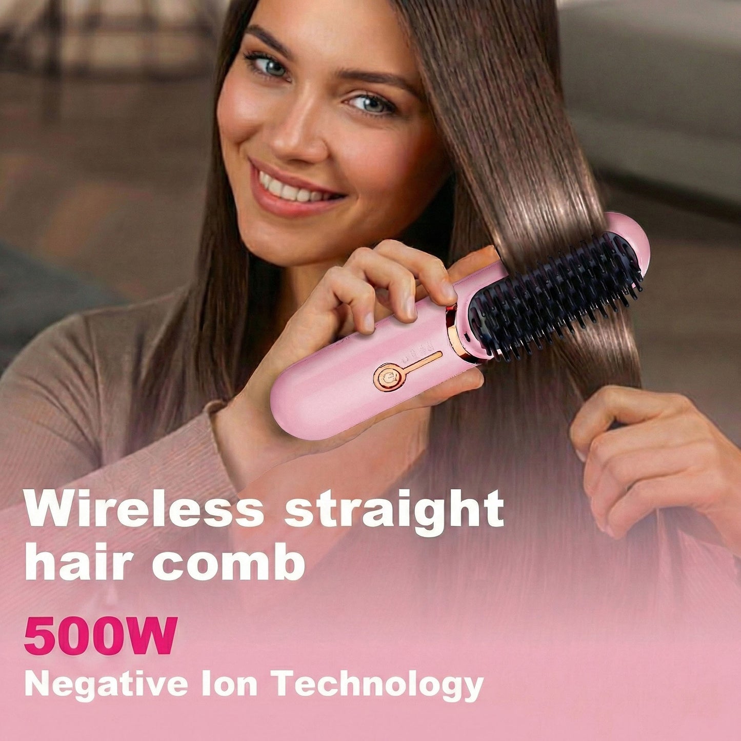 Heated Hair Straightening Brush with Adjustable Temperature 320¡ãF to 395¡ãF