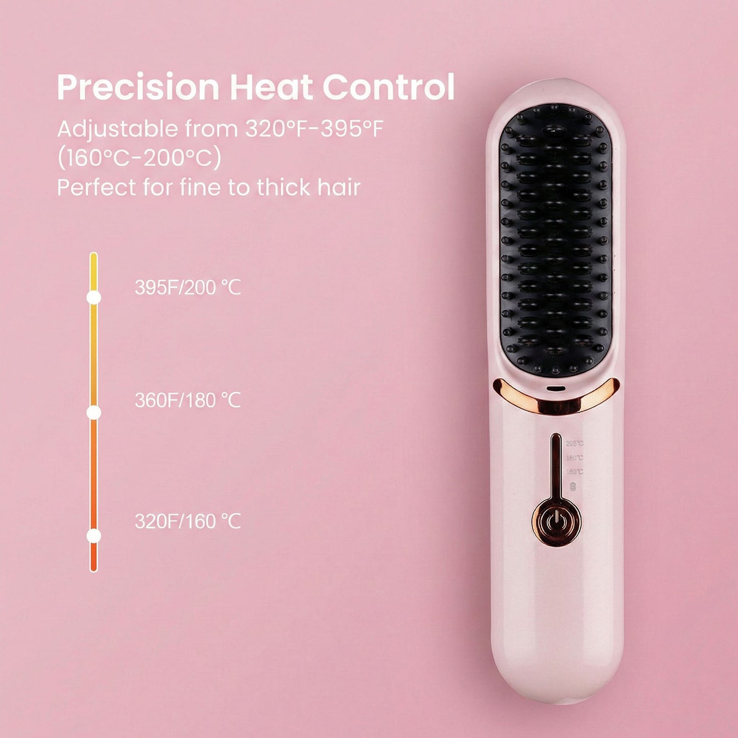 Heated Hair Straightening Brush with Adjustable Temperature 320¡ãF to 395¡ãF