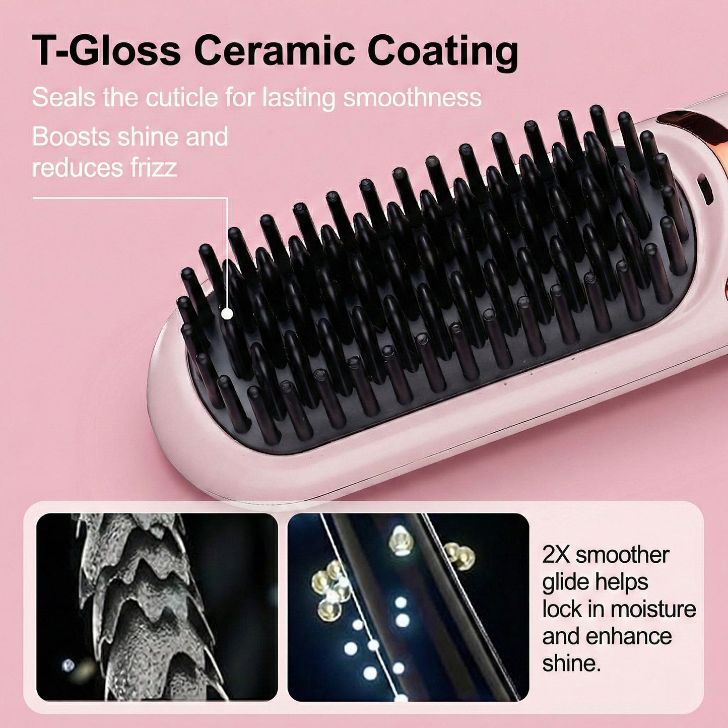 Heated Hair Straightening Brush with Adjustable Temperature 320¡ãF to 395¡ãF