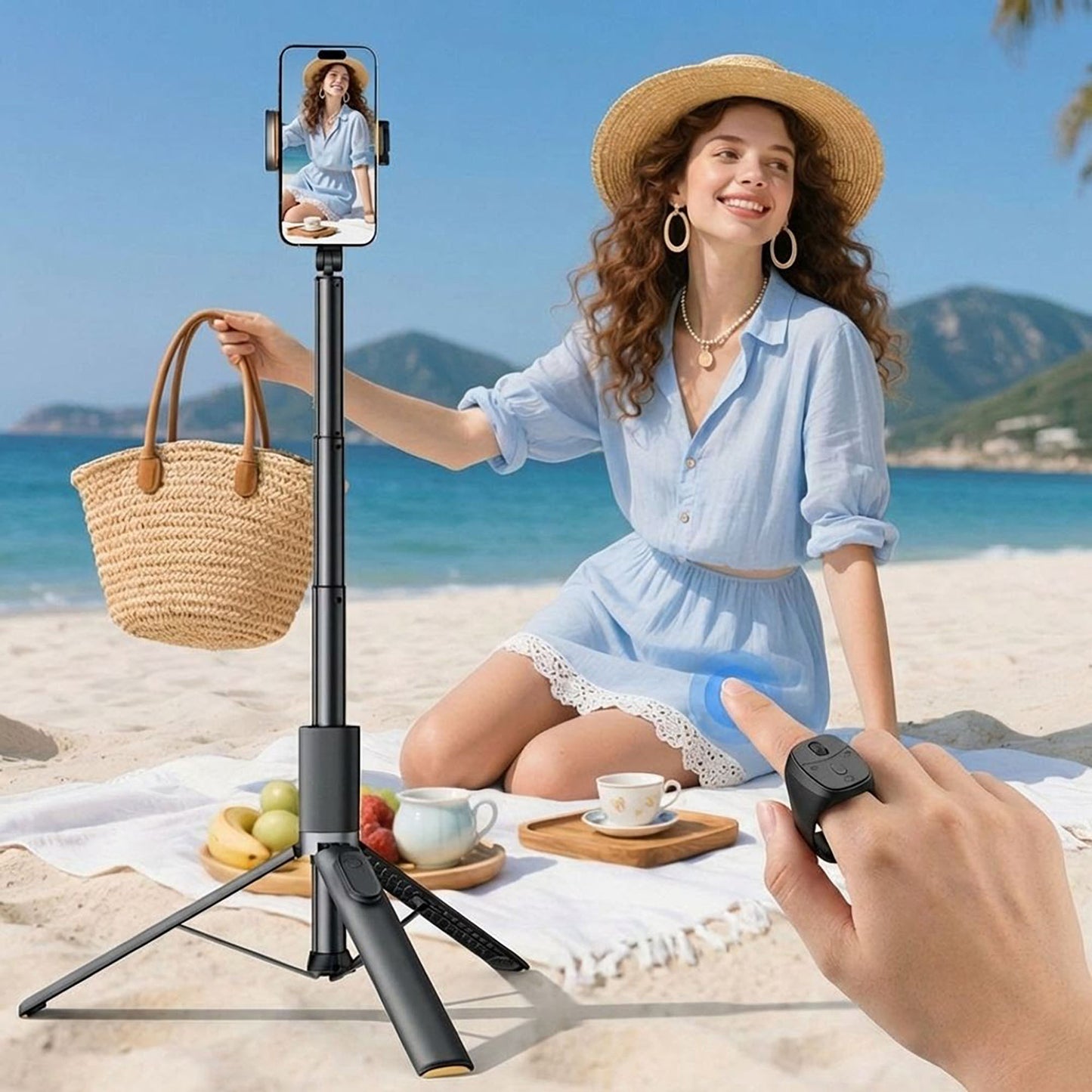 Bluetooth Ring Remote Control with Scroll Wheel for Phone Browsing and Photos