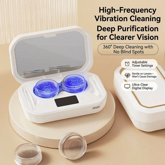 Sonic Contact Lens Cleaner with 360¡ã Cleaning and Digital Timer Display