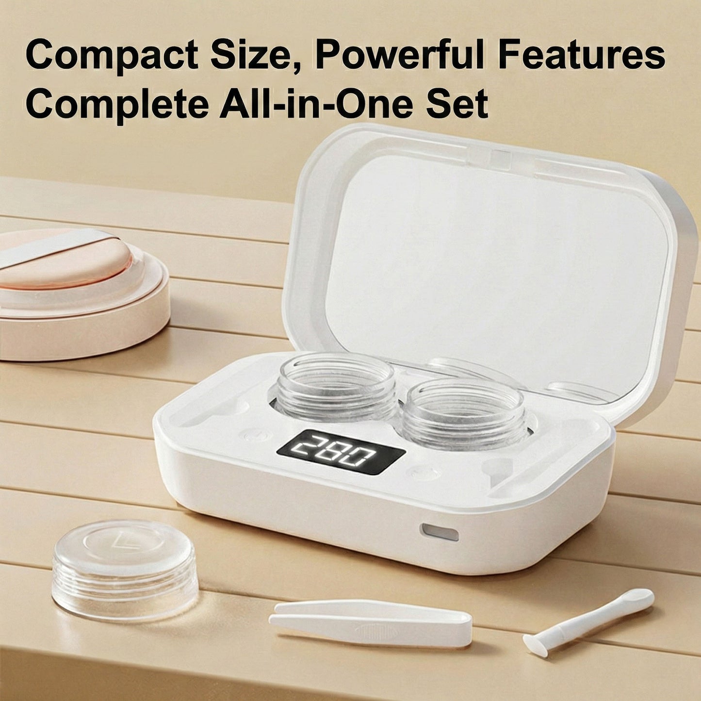 Sonic Contact Lens Cleaner with 360¡ã Cleaning and Digital Timer Display