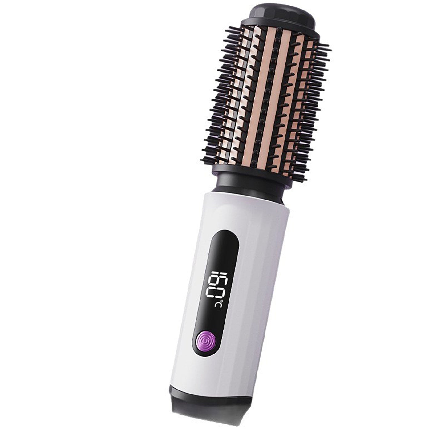 Heated Round Brush Hair Styler with Digital Temperature Display and Adjustable Heat