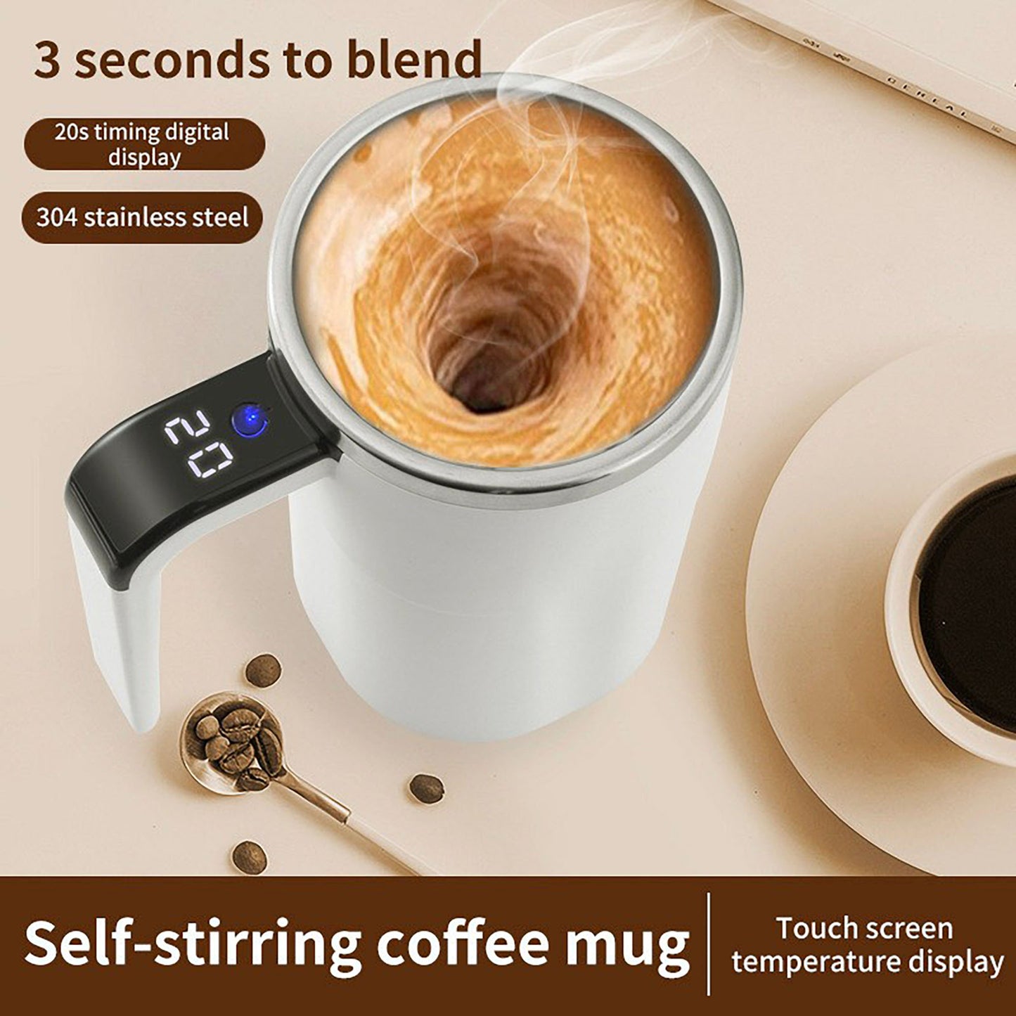 Electric Self Stirring Mug with LCD Temperature Display Automatic Mixing Cup