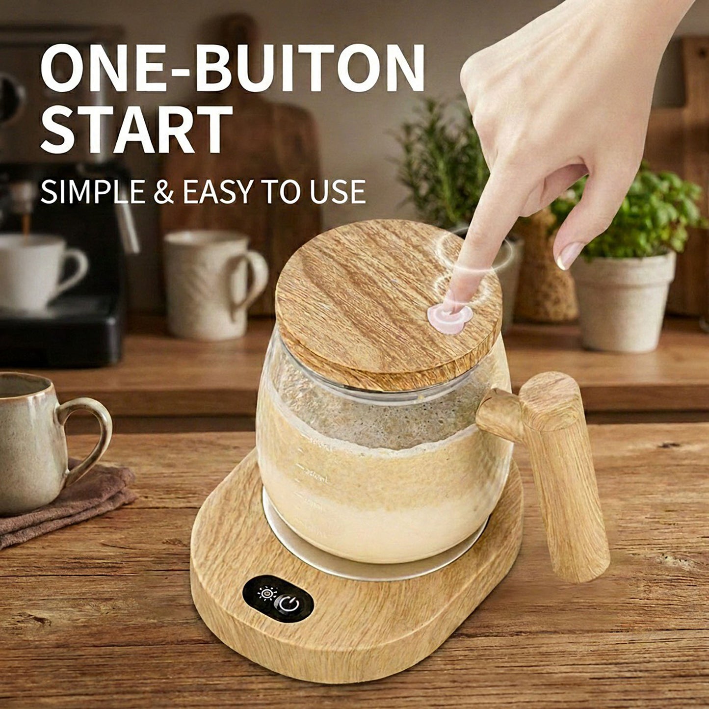 Electric Self-Stirring Glass Mug with Heating Base and USB Cable