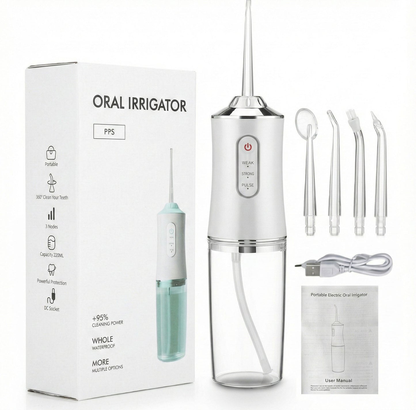 Cordless Water Flosser Oral Irrigator with Multiple Modes and Rechargeable Design