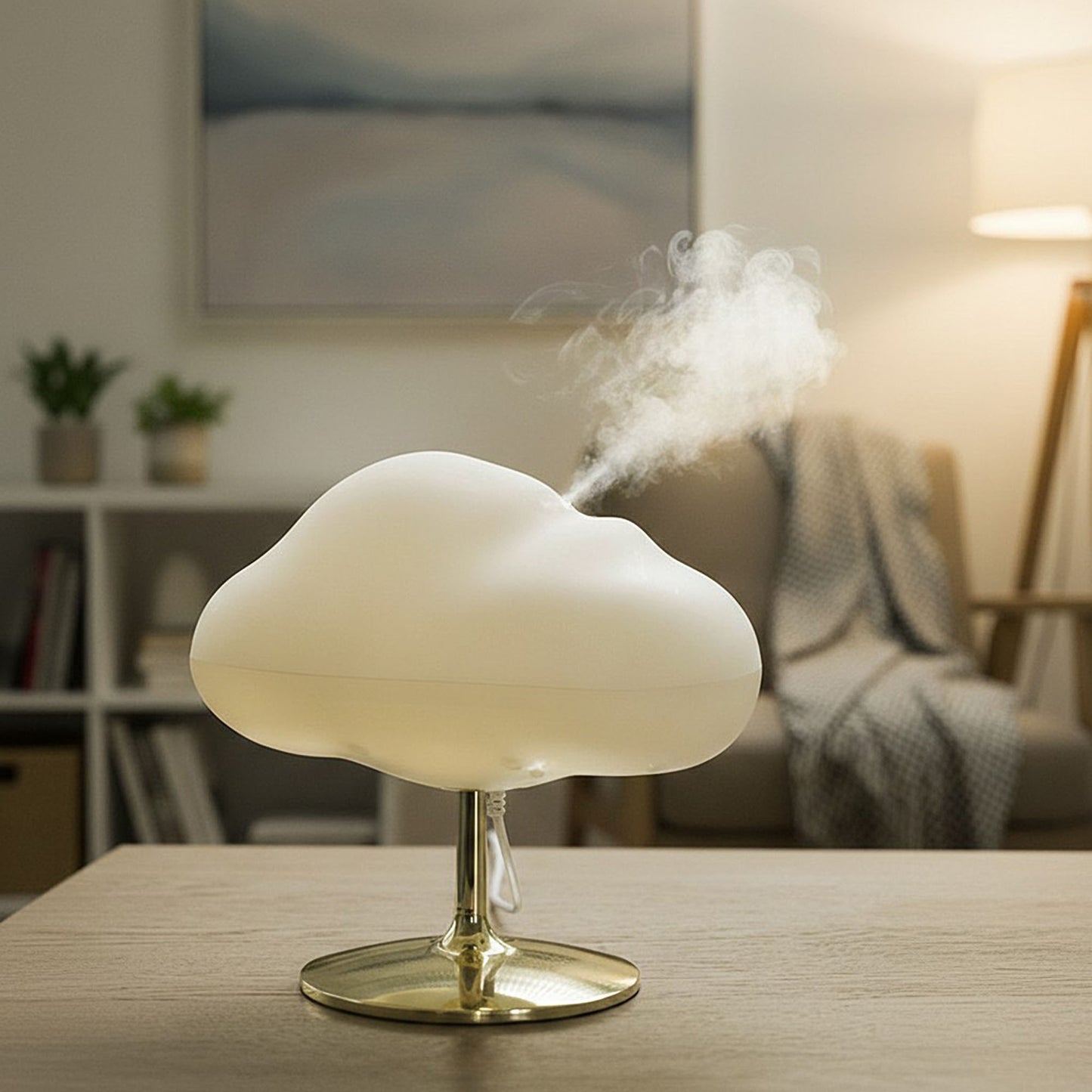 Cloud-Shaped Ultrasonic Humidifier with Warm LED Light and Mist Function