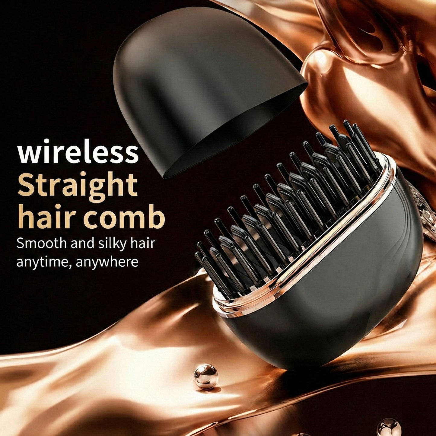 Cordless Thermal Hair Comb with Adjustable Heat Settings and Protective Travel Lid