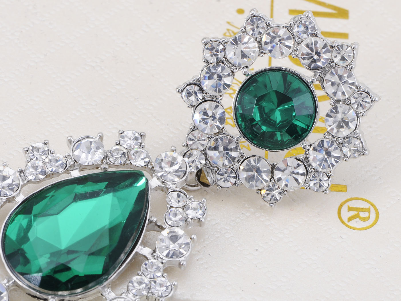 Rich Emerald Green And Diamond Ly D Drop Earrings