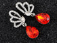 Topaz Red Teardrop Bridal Dangle Drop Earrings