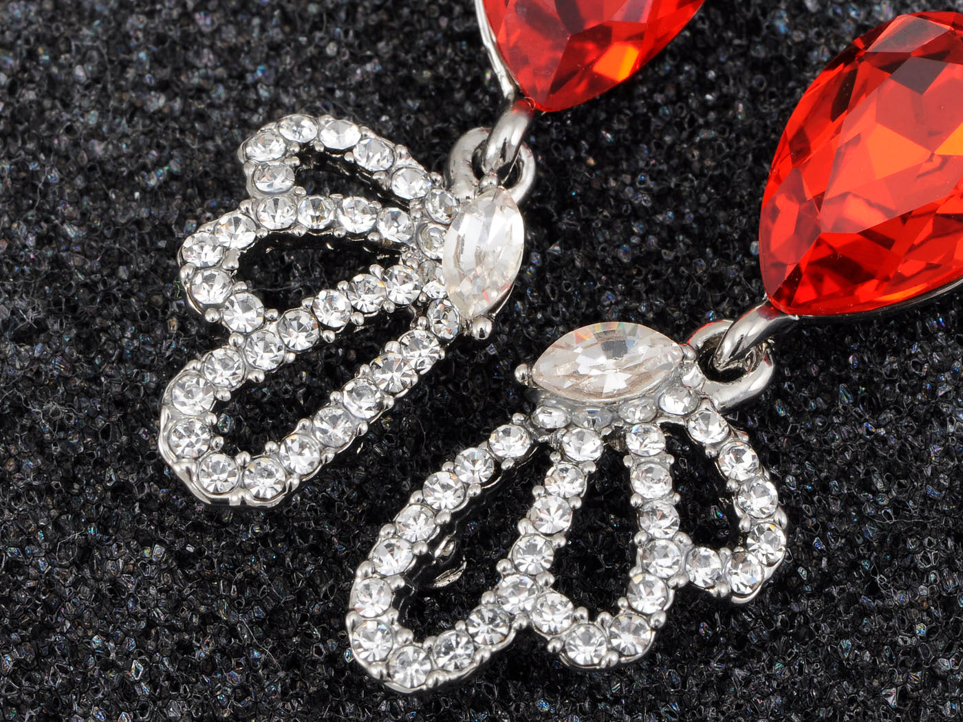 Topaz Red Teardrop Bridal Dangle Drop Earrings