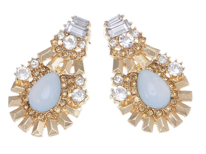 Deate Pearl Flower Star Elements Clip Earrings