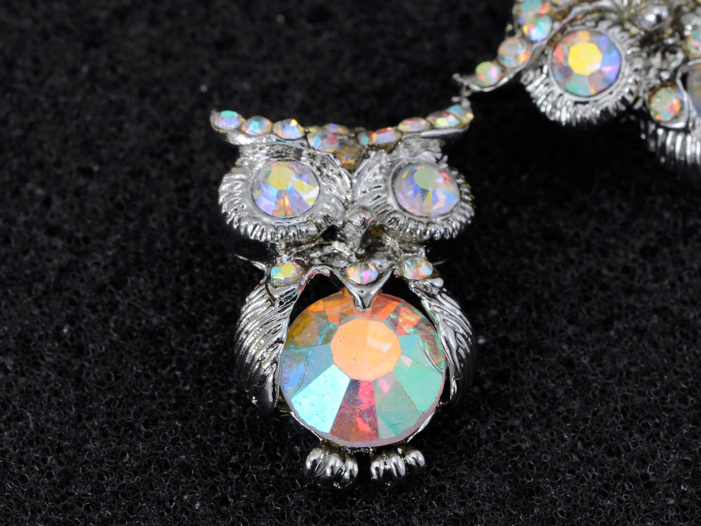 Iridescent Owl Bird Stud Earrings
