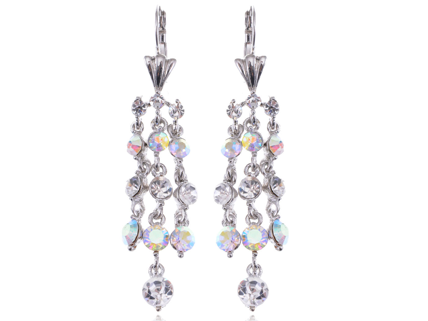 Cocktail Ice Bling Droplet Long Dangle Drop Chandelier Earrings