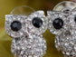 Bird Owl Black Colored Stud Earrings