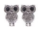 Bird Owl Black Colored Stud Earrings