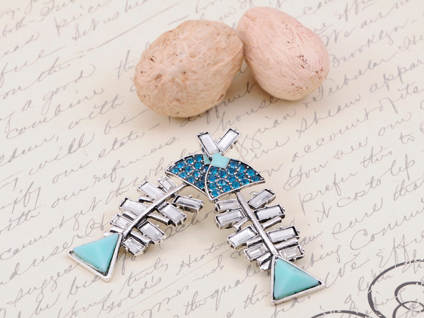 Geometric Shape Blue Fish Body Earrings