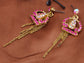 Hot Pink Fuchsia Royal Princess Crown Drop Earrings