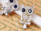 Alilang Silvery Tone Light Ice Rose Perch Bat Owl Branch Crystal Rhinestone Stud Earrings