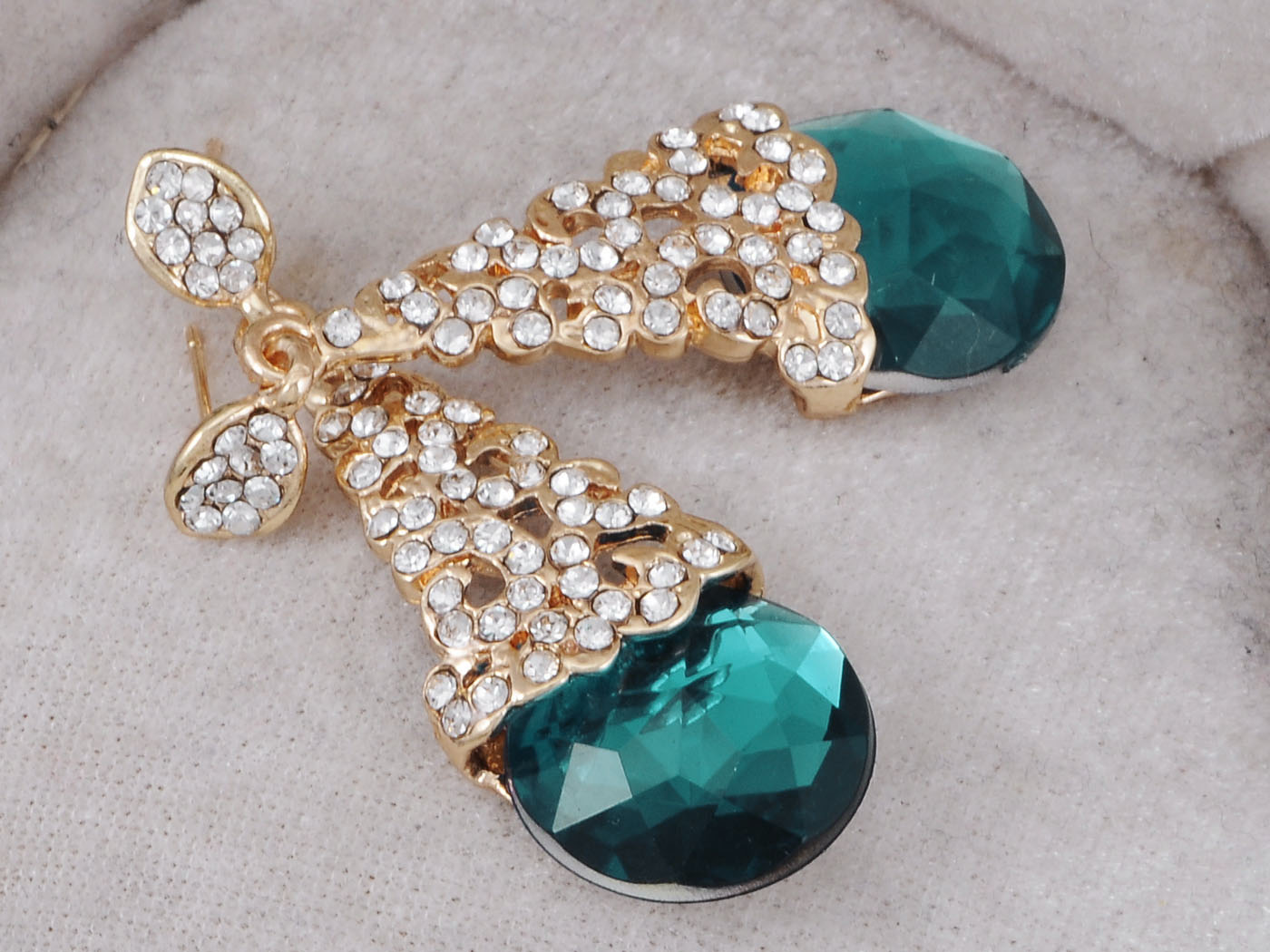 Lustrous Royal Earrings With Intricate Blue Jade And White Ss