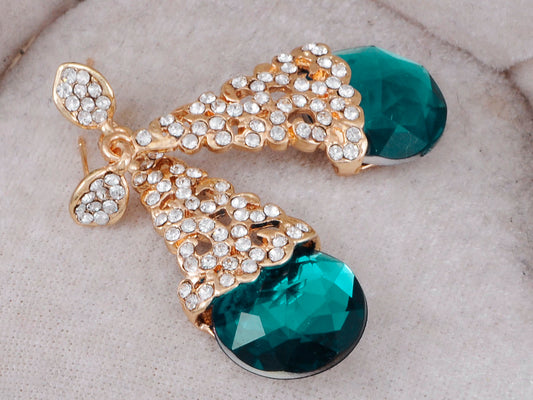 Lustrous Royal Earrings With Intricate Blue Jade And White Ss