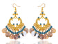 Boho Tribal Gold Turquoise Blue Seashell Chandelier Goddess Earrings