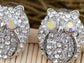 Bird Owl Black Colored Stud Earrings