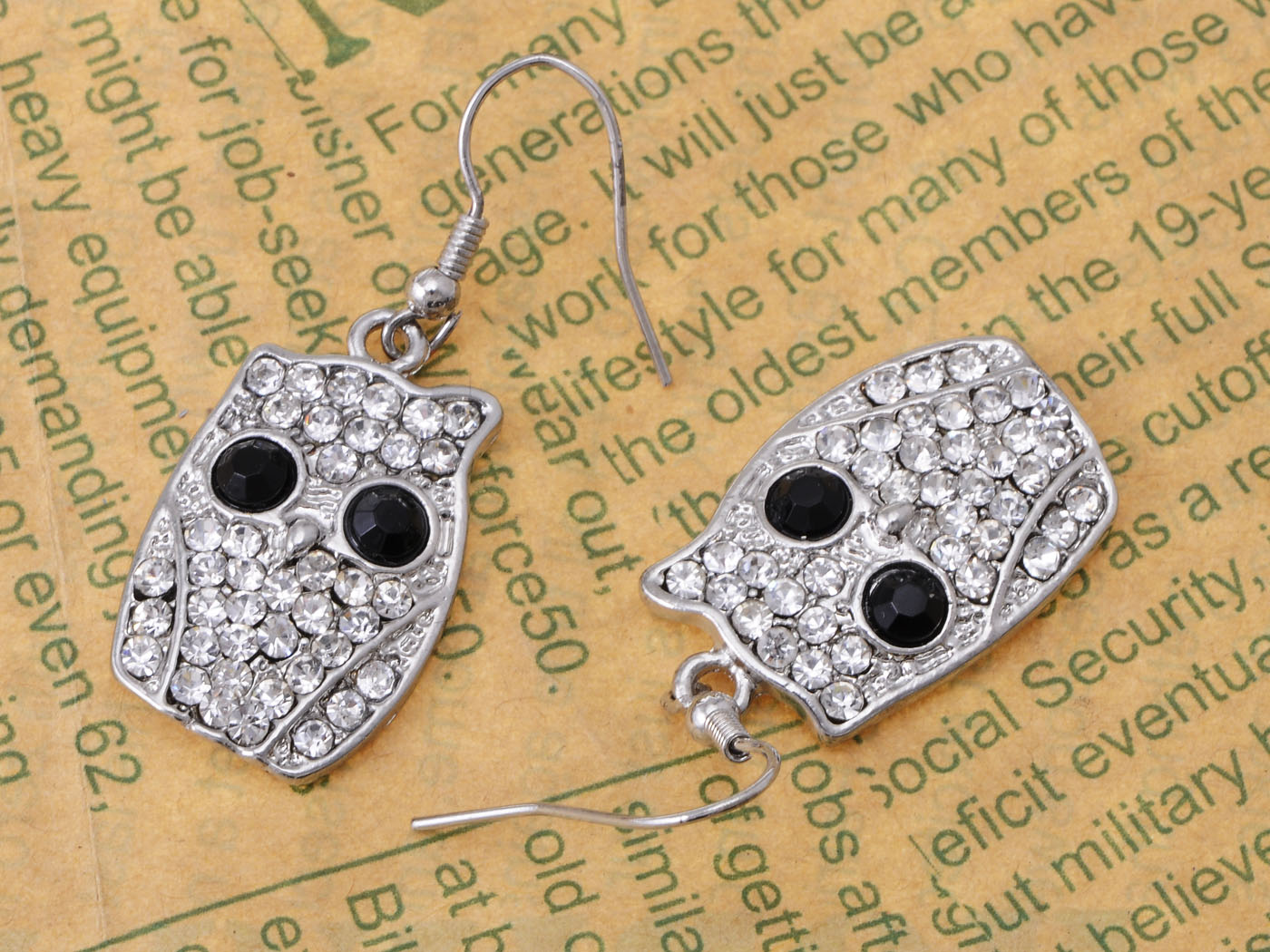 Bird Owl Black Colored Stud Earrings