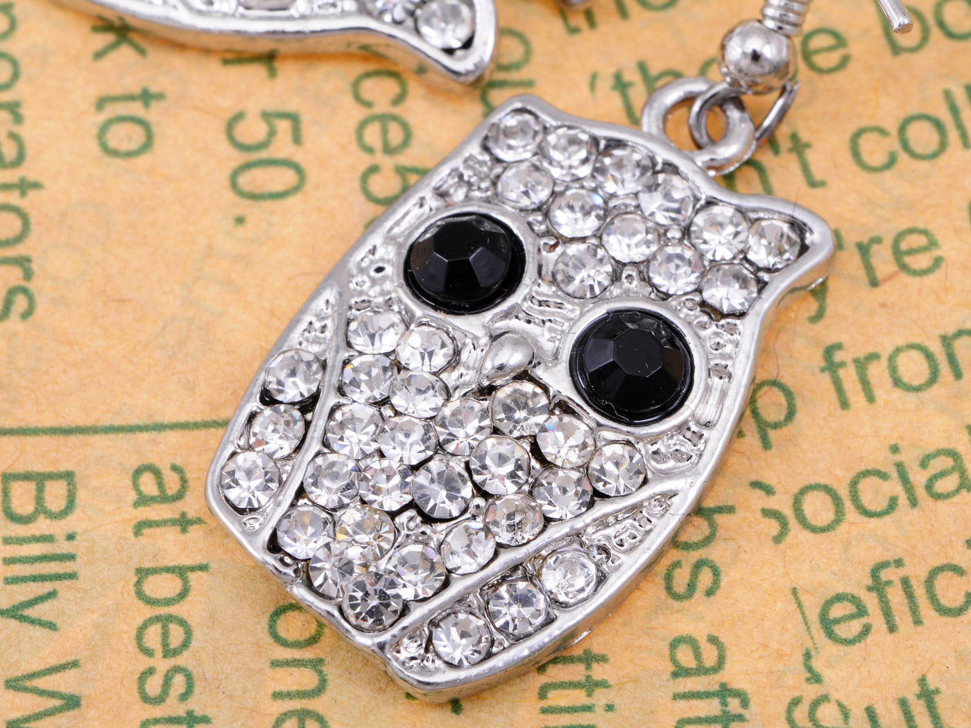 Bird Owl Black Colored Stud Earrings