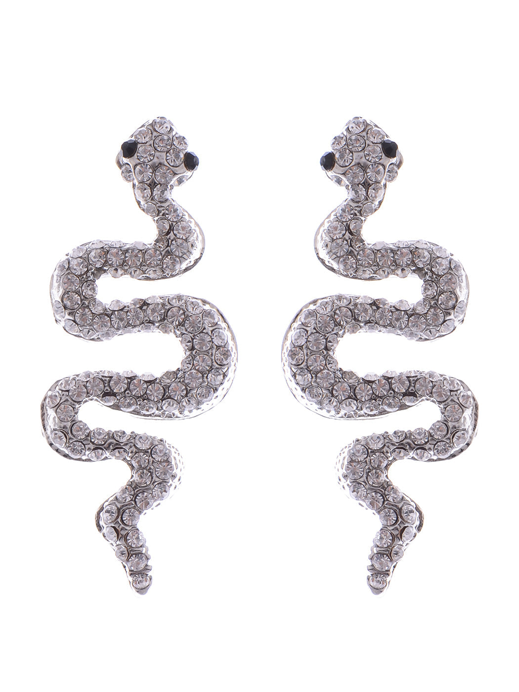 Slithering Serpent Egyptian Cleopatra Ice Bling Stud Earrings