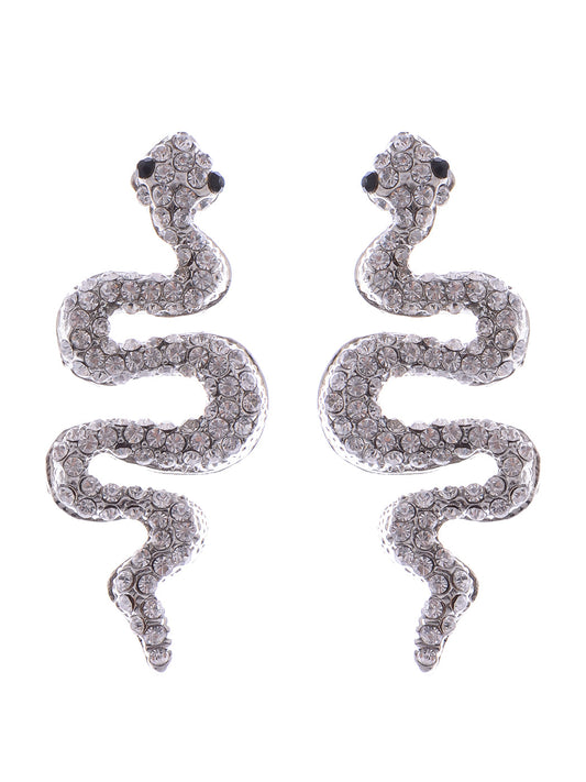 Slithering Serpent Egyptian Cleopatra Ice Bling Stud Earrings