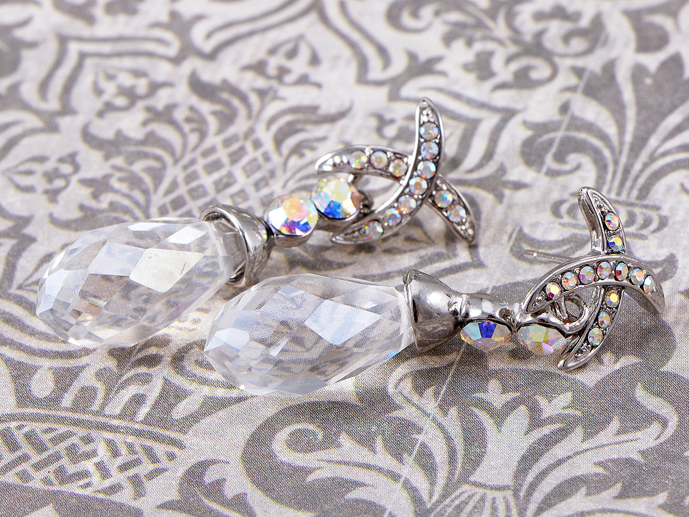 Elements Aurora Borealis X Prism Circle Accent Earrings