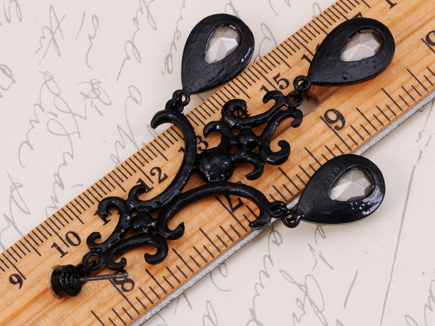 Jet Black Gothic Edgy Chandelier Dangle Drop Earrings