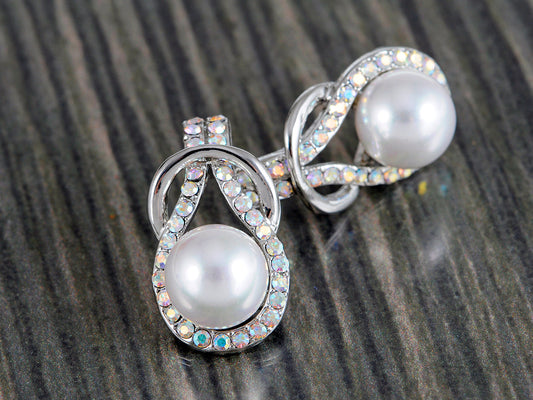 Elements Aurora Boreals Pearl Infinity Loop Earrings