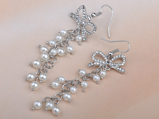 Gorgeous Pearlescent Bead Bow Dangle Fishhook Earrings