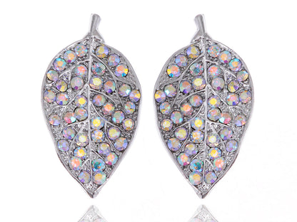 Aurore Boreale Spring Dew Leaf Pair Stud Earrings