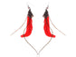 Neon Hot Pink Brown Boho Retro Feather Dangle Drop Hook Earrings