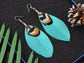 Neon Hot Pink Brown Boho Retro Feather Dangle Drop Hook Earrings