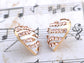 White Colored Zebra Striped Heart Element Earrings
