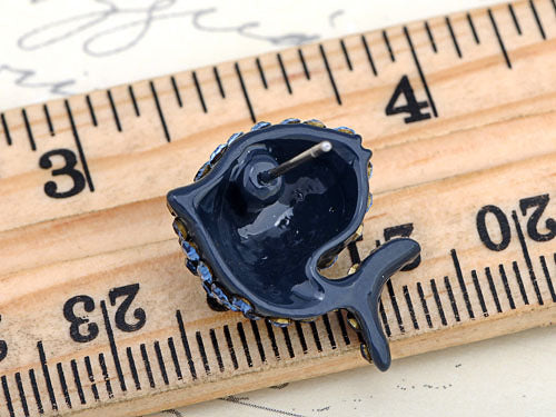 Jet Black Colored Aquarius Twin Trout Fish Element Earrings