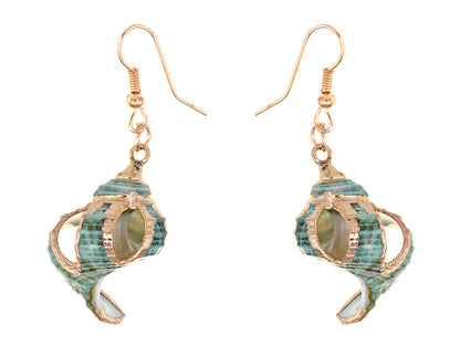 Multicolor Accent Ocean Seashell Couch Mermaid Sea Witch Drop Dangle Earrings