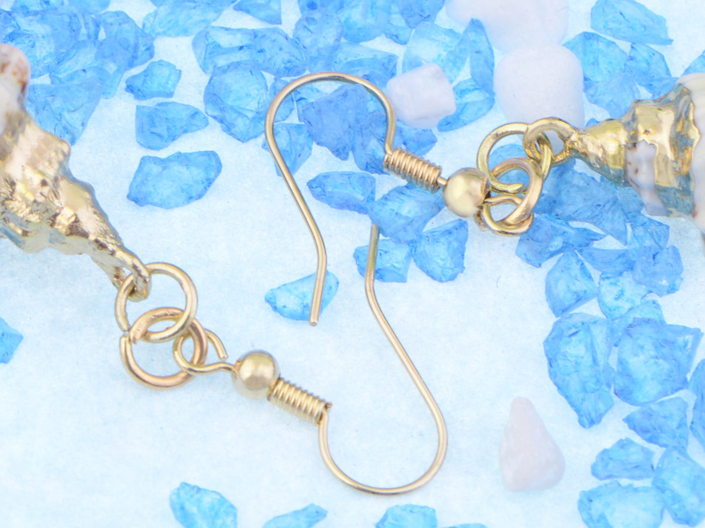 Accent Marine Nautical Brown White Conch Seashell Fish Mermaid Dangle Drop Earrings