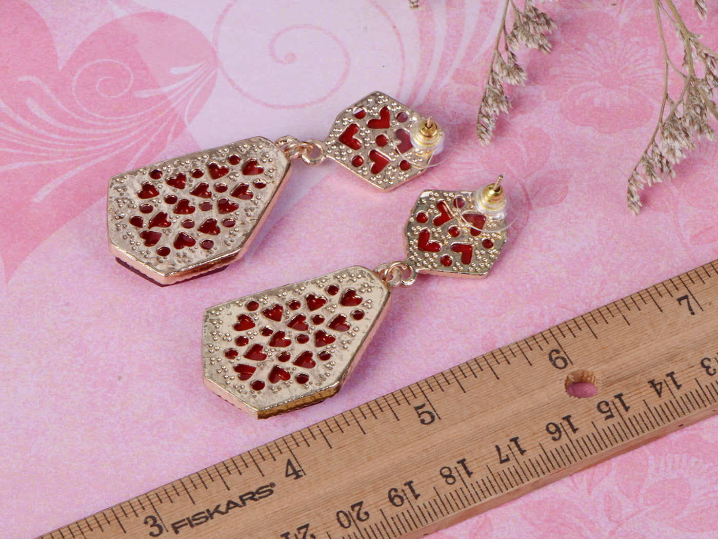 Electric Blue D Drop Earrings For Pierced Ears With Heart Accented Back