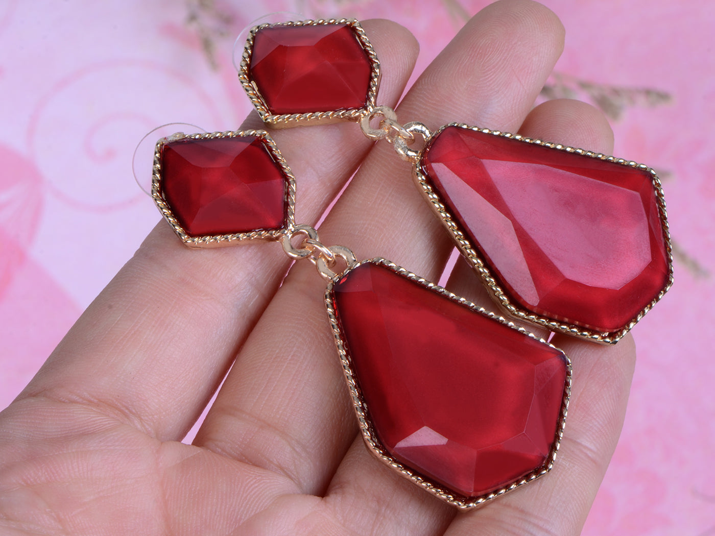 Electric Blue D Drop Earrings For Pierced Ears With Heart Accented Back