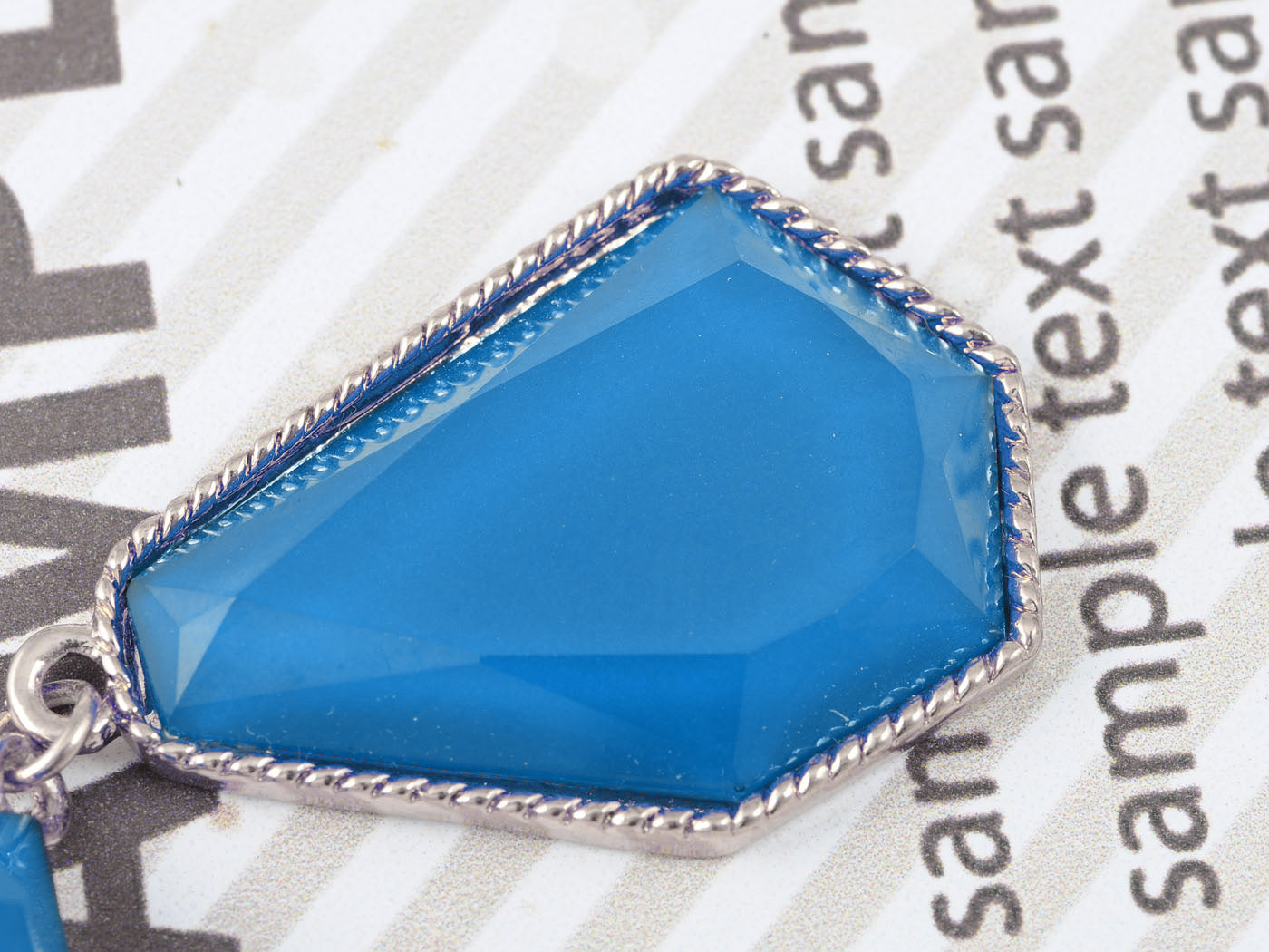 Electric Blue D Drop Earrings For Pierced Ears With Heart Accented Back