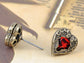 Wine Red Heart Wings Stud Earrings