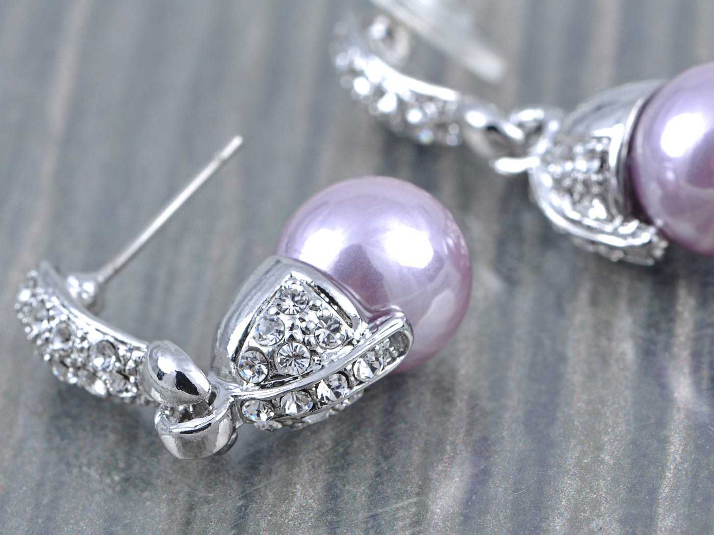 Swarovski Crystal Element Silver Pearl Colored Fish Hook Dangle Earrings