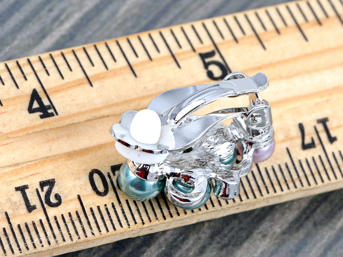 Deate Pearl Flower Star Elements Clip Earrings